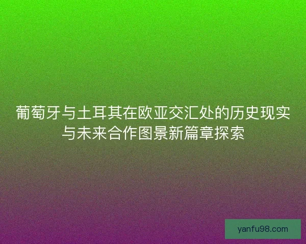 葡萄牙与土耳其在欧亚交汇处的历史现实与未来合作图景新篇章探索