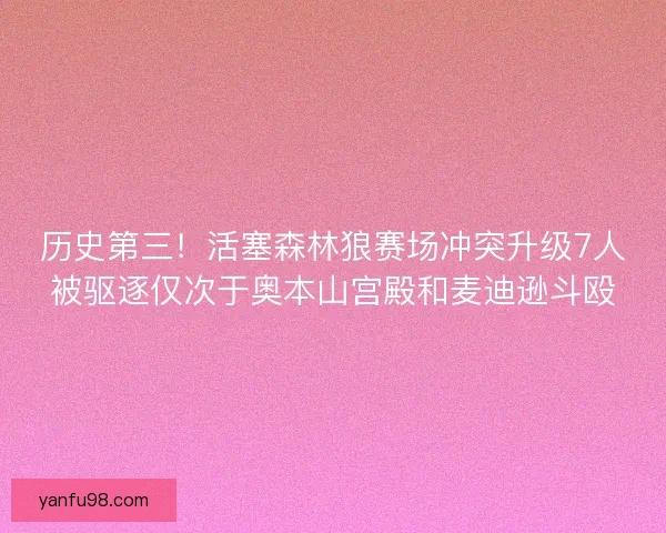 历史第三！活塞森林狼赛场冲突升级7人被驱逐仅次于奥本山宫殿和麦迪逊斗殴